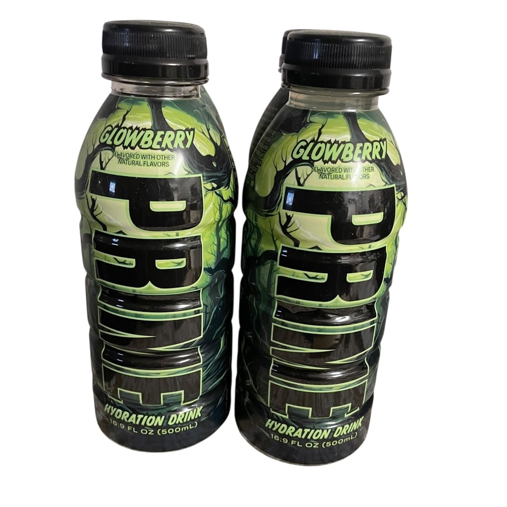 4 Bottles Prime Hydration Drink in the Glowberry flavor